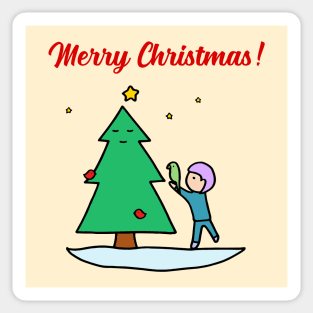 Merry Christmas - Sustainable Tree (Cream) Sticker